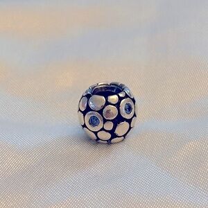 Authentic Pandora Sterling Silver Bubbles Blue CZ Bead Retired 925 Ale